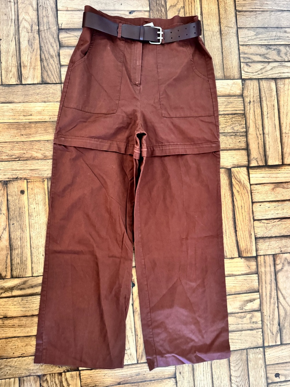 High-Rise Wide Leg Utility Pants in Deep Rust